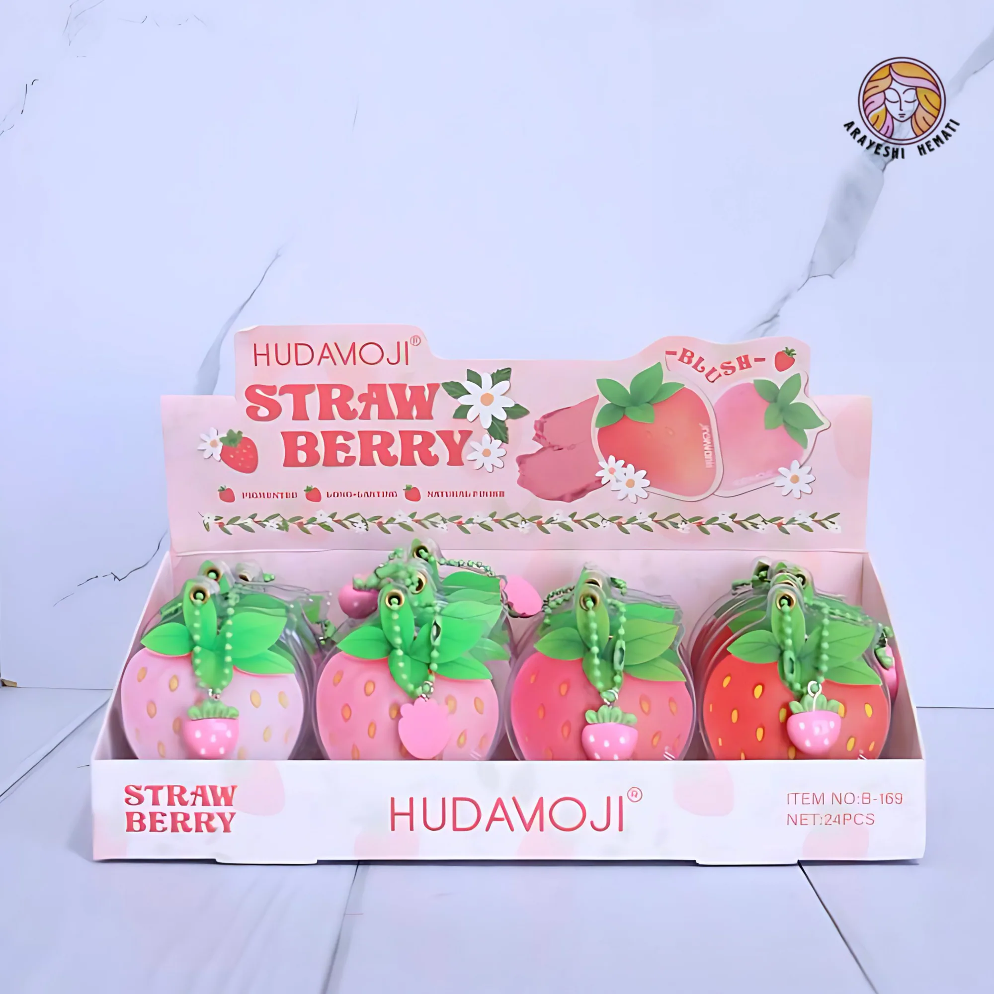 رژگونه تک طرح توت فرنگی هدی موجی HUDAMOJI