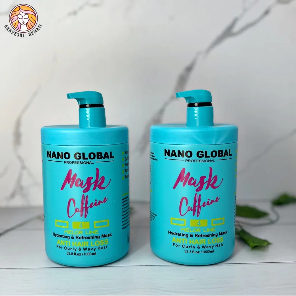 ماسک مو آبی داخل حمام کافئین نانو گلوبال ضد ریزش مو فر -NANO GLOBAL
